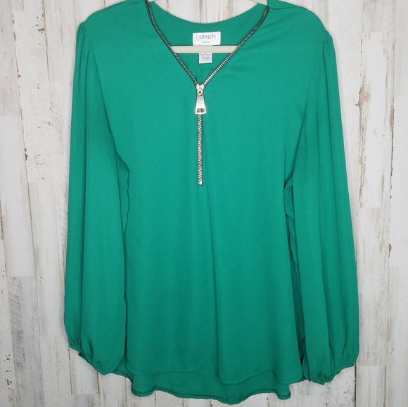 Carmen Marc Valvo Tops - Carmen Marc Valvo Woman Green Blouse Plus Size